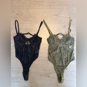 Black and Olive Lace Bodysuits Bundle